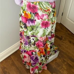 Silk Multicolour Floral Skirt